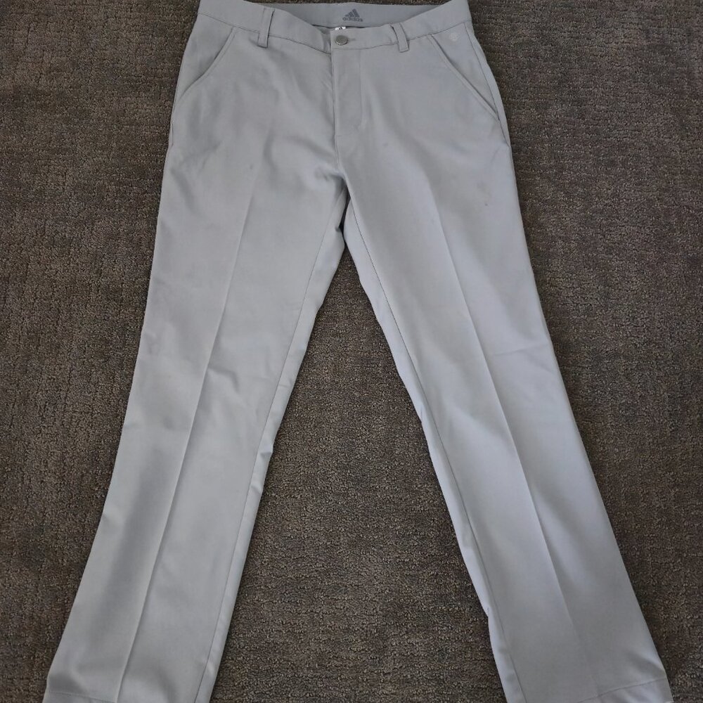 Adidas Ultimate365 Golf Pants 30x29 (Grey, Blue, and White)